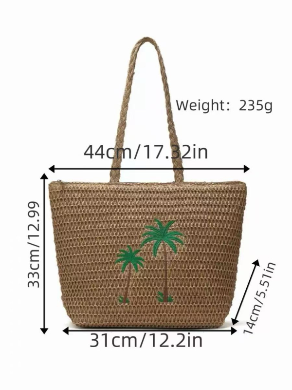 Geantă de umăr din hârtie, închidere cu fermoar, căptușeală poliester, buzunar pentru documente, primăvara 2025