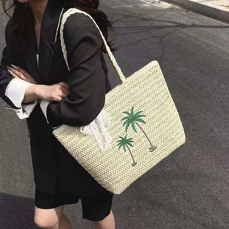 Geantă de umăr din hârtie, închidere cu fermoar, căptușeală poliester, buzunar pentru documente, primăvara 2025