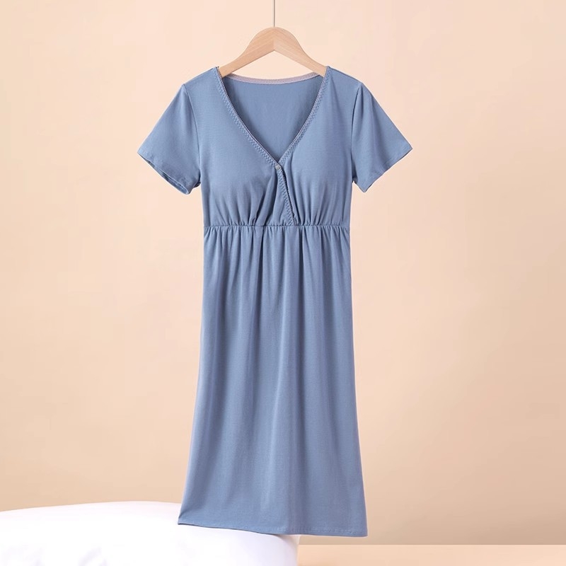 Φόρεμα εγκύου για θηλασμό, midi μήκος, 95% βαμβάκι, V-λαιμόκοψη, 3/4 μανίκια, φούστα τύπος ομπρέλα