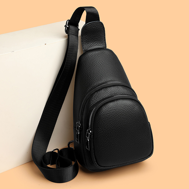 Ženska torbica preko ramena od prave kože, prvi sloj goveđe kože, zatvarač, poliester podstava, jesen 2025