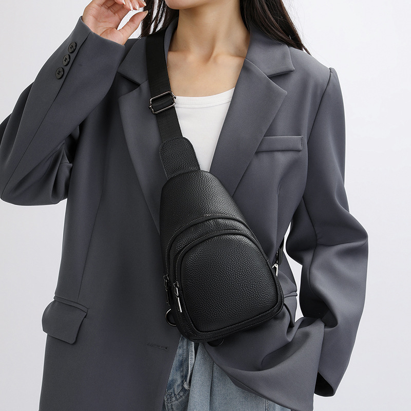 Ženska torbica preko ramena od prave kože, prvi sloj goveđe kože, zatvarač, poliester podstava, jesen 2025