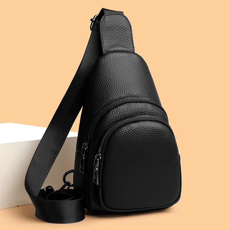 Ženska torbica preko ramena od prave kože, prvi sloj goveđe kože, zatvarač, poliester podstava, jesen 2025