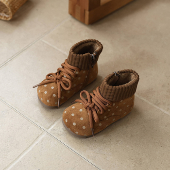 Ghete de exterior pentru fete, stil coreean, iarnă/toamnă, din piele artificială, fermoar lateral, talpă TPR, pentru copii 1–6 ani