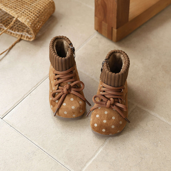 Ghete de exterior pentru fete, stil coreean, iarnă/toamnă, din piele artificială, fermoar lateral, talpă TPR, pentru copii 1–6 ani