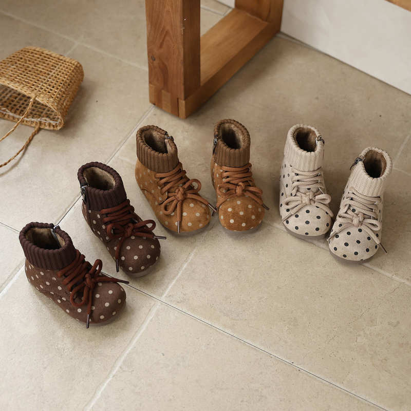 Ghete de exterior pentru fete, stil coreean, iarnă/toamnă, din piele artificială, fermoar lateral, talpă TPR, pentru copii 1–6 ani