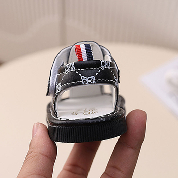 Sandale pentru copii cu Velcro, partea superioară din piele sintetică, imprimeu desen animat, potrivite pentru toate sezoanele, 12–36 luni