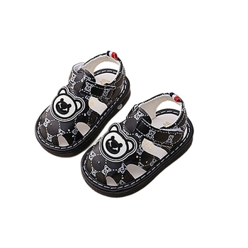 Sandale pentru copii cu Velcro, partea superioară din piele sintetică, imprimeu desen animat, potrivite pentru toate sezoanele, 12–36 luni