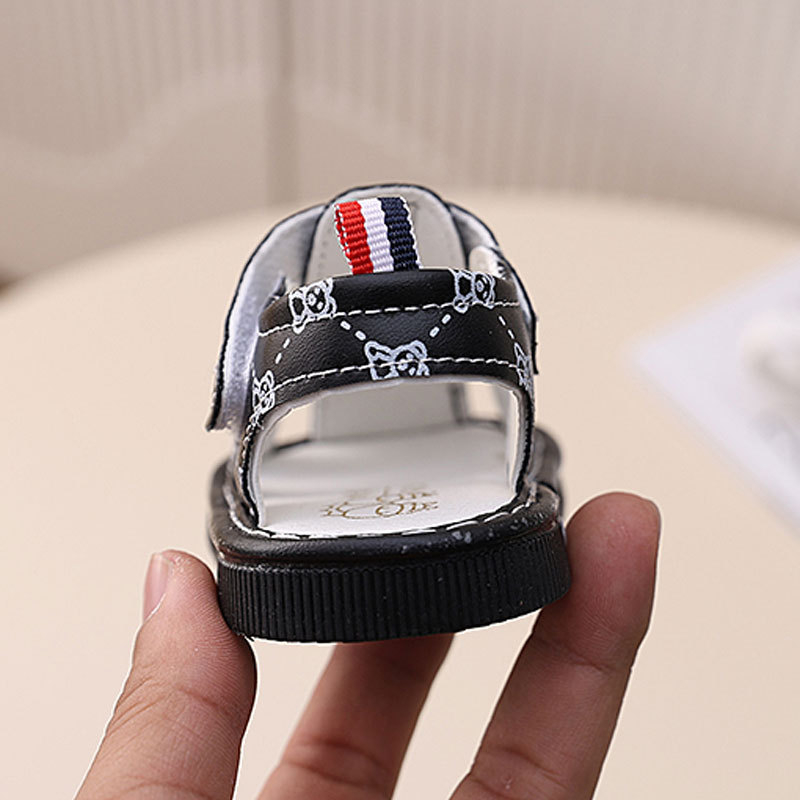 Sandale pentru copii cu Velcro, partea superioară din piele sintetică, imprimeu desen animat, potrivite pentru toate sezoanele, 12–36 luni