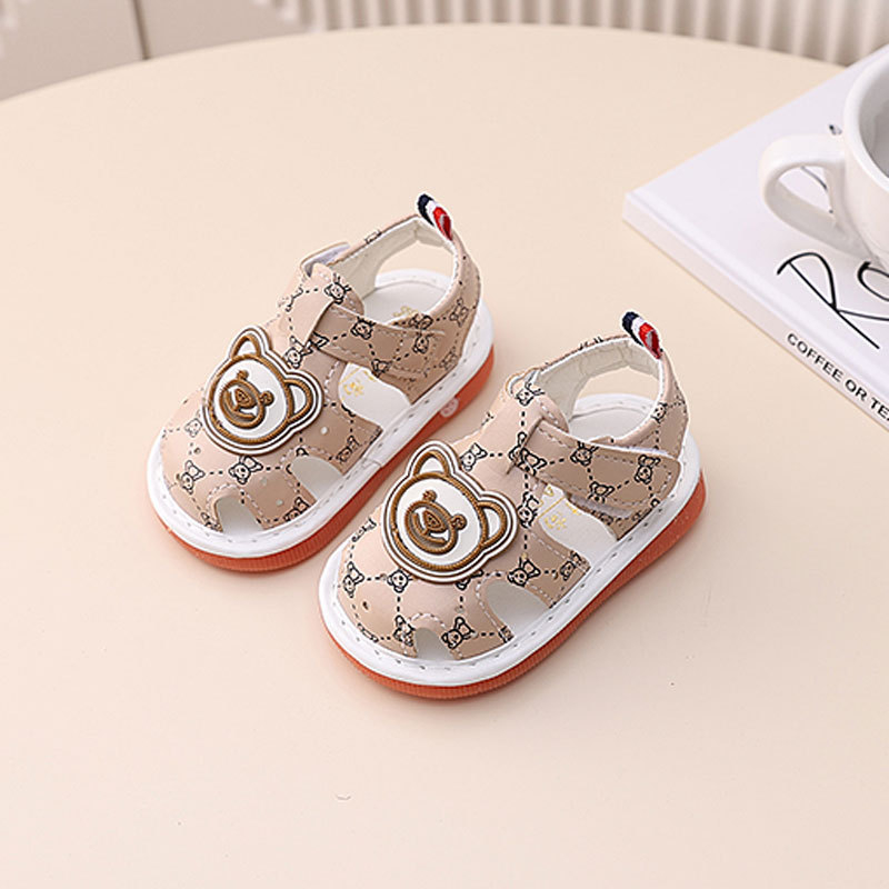 Sandale pentru copii cu Velcro, partea superioară din piele sintetică, imprimeu desen animat, potrivite pentru toate sezoanele, 12–36 luni