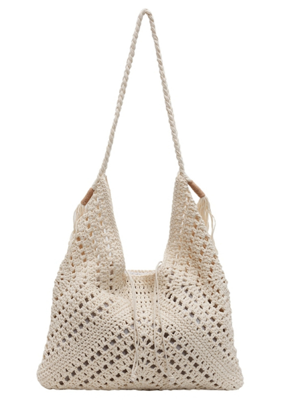 Szabadidős utazási textil tote táska nőknek, húzózsinór zárás, poliészter bélés, dumpling alakú