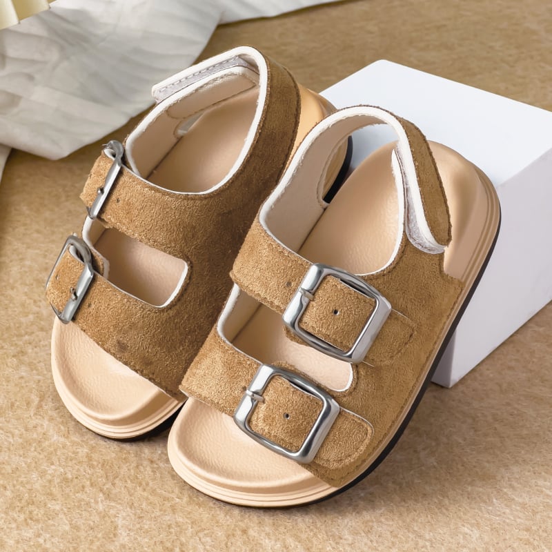 Uniszex koreai stílusú gyerek szandálok puha talppal, tépőzáras zárás, PVC talppal — mindennapi parafa-szandálok, ősz 2025