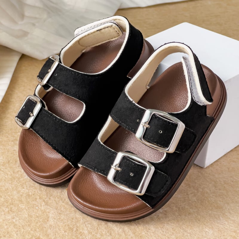 Uniszex koreai stílusú gyerek szandálok puha talppal, tépőzáras zárás, PVC talppal — mindennapi parafa-szandálok, ősz 2025