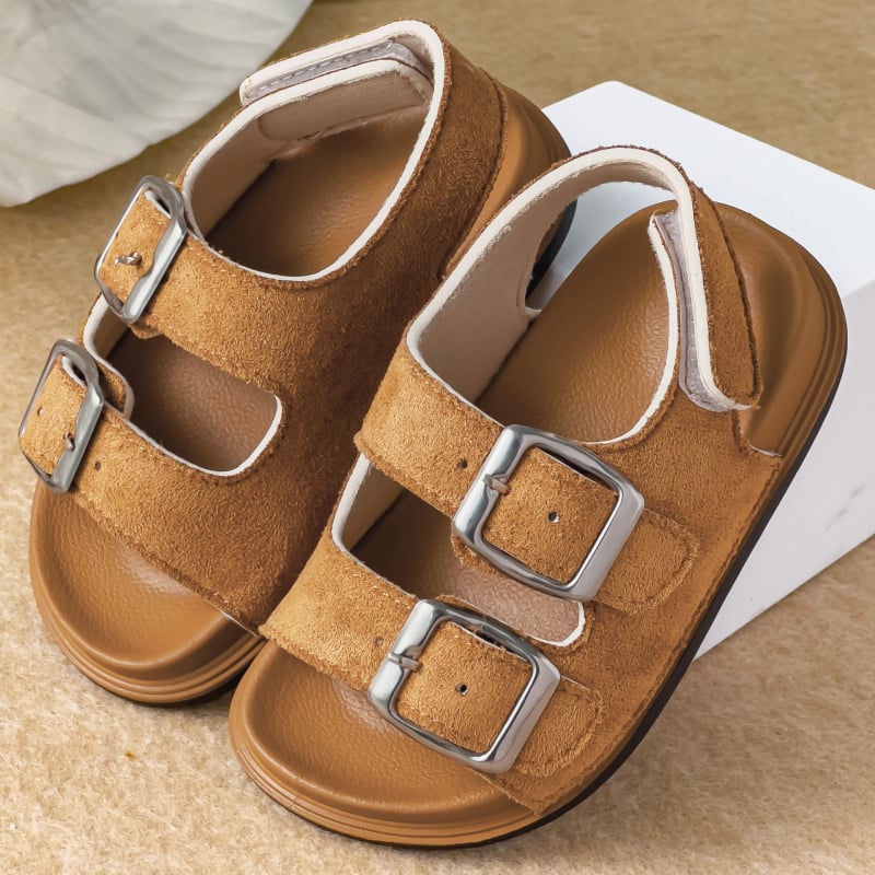 Uniszex koreai stílusú gyerek szandálok puha talppal, tépőzáras zárás, PVC talppal — mindennapi parafa-szandálok, ősz 2025