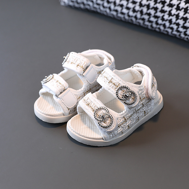 Sandale de plajă unisex, din piele artificială respirabilă, închidere Velcro, talpă din cauciuc, model grilă, pentru copii mici 1–3 ani și copii 7–12 ani