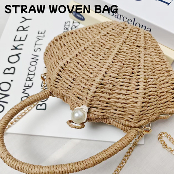 Kagyló alakú táska papírból, szőtt kinézettel, városi minimalist stílus, függőleges négyzet alakú forma, felső nyitás, egypántos (Anyag: Papír; Stílus: Szőtt táska; Forma: Függőleges Négyzet; Nyitás: Felső; Pánt: Egyes)