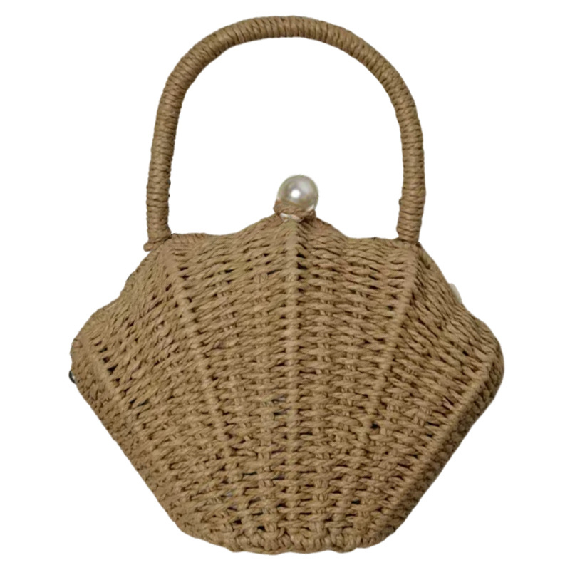 Kagyló alakú táska papírból, szőtt kinézettel, városi minimalist stílus, függőleges négyzet alakú forma, felső nyitás, egypántos (Anyag: Papír; Stílus: Szőtt táska; Forma: Függőleges Négyzet; Nyitás: Felső; Pánt: Egyes)