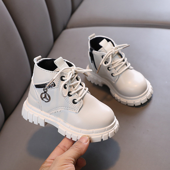 Ghete Martin pentru copii și sugari, unisex, piele sintetică, fermoar lateral, talpă din cauciuc, vârste 1–6 ani