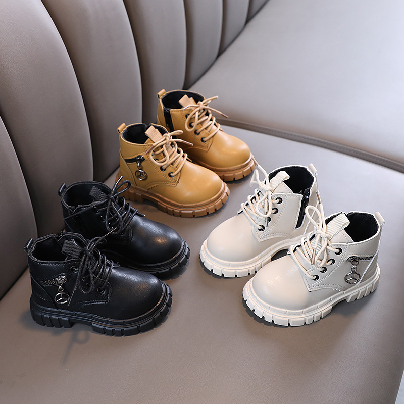 Ghete Martin pentru copii și sugari, unisex, piele sintetică, fermoar lateral, talpă din cauciuc, vârste 1–6 ani