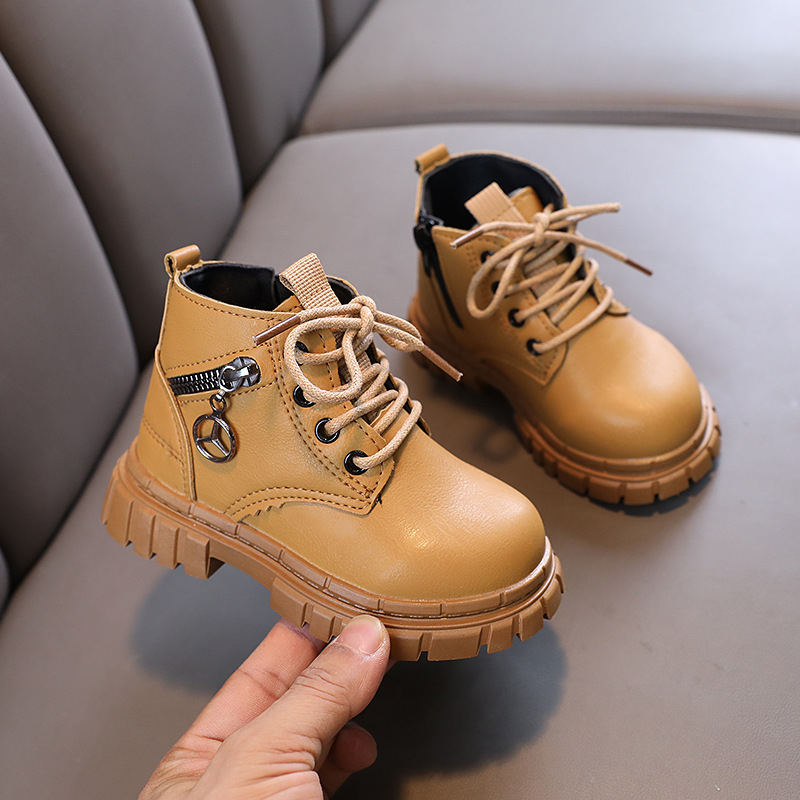 Ghete Martin pentru copii și sugari, unisex, piele sintetică, fermoar lateral, talpă din cauciuc, vârste 1–6 ani