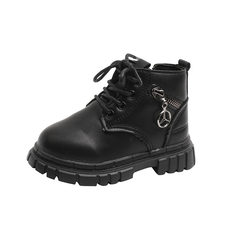 Ghete Martin pentru copii și sugari, unisex, piele sintetică, fermoar lateral, talpă din cauciuc, vârste 1–6 ani