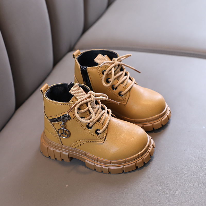 Ghete Martin pentru copii și sugari, unisex, piele sintetică, fermoar lateral, talpă din cauciuc, vârste 1–6 ani