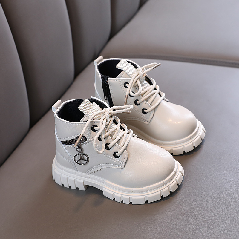 Ghete Martin pentru copii și sugari, unisex, piele sintetică, fermoar lateral, talpă din cauciuc, vârste 1–6 ani