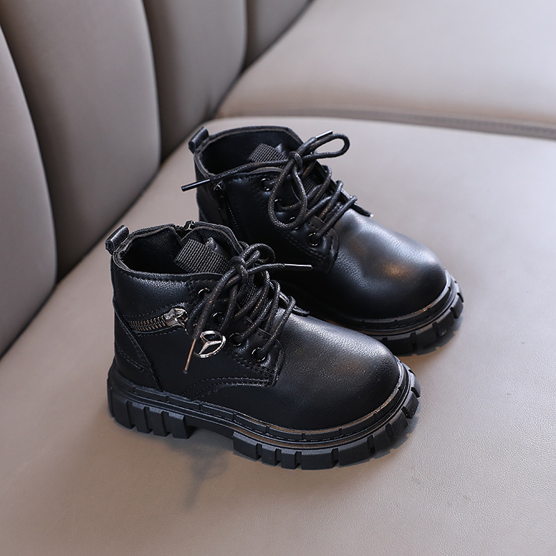 Ghete Martin pentru copii și sugari, unisex, piele sintetică, fermoar lateral, talpă din cauciuc, vârste 1–6 ani