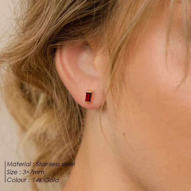 St.delan квадратни цирконови обеци – електроплакирани, геометричен дизайн, ушни игли от неръждаема стомана, възможност за персонализиране