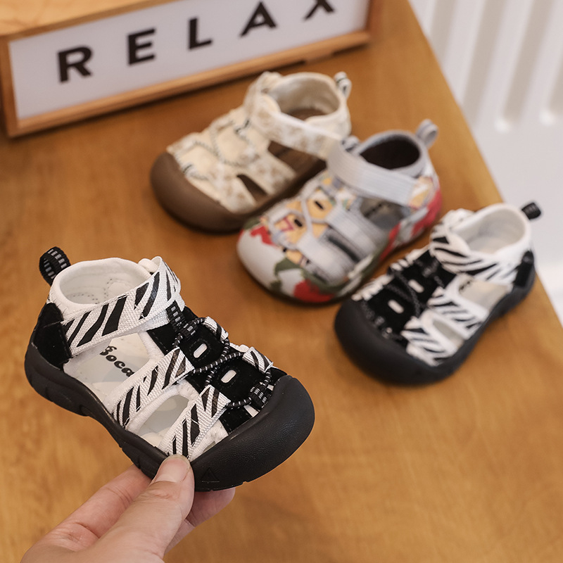 Plažne papuče za bebe, unisex, Velcro kopčanje, gornji dio od tkanine, prozračne