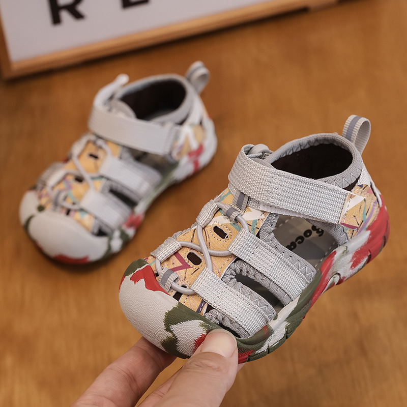 Plažne papuče za bebe, unisex, Velcro kopčanje, gornji dio od tkanine, prozračne