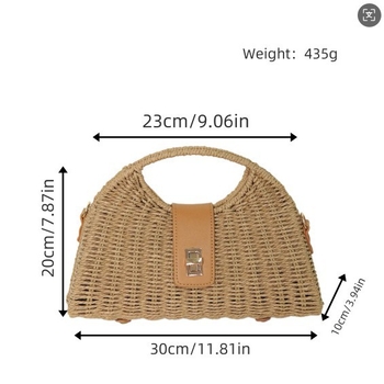 Slamnata crossbody torba u korejskom stilu, pletena plažna torba — Materijal: Papir; Oblik: Školjkast oblik; Podstava: Poliester; Otvoren: Otvoren; Unutarnja džep: Džep za mobitel