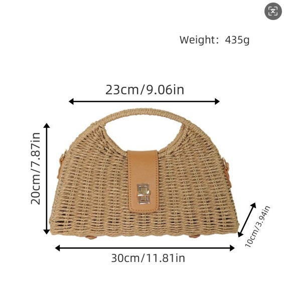 Slamnata crossbody torba u korejskom stilu, pletena plažna torba — Materijal: Papir; Oblik: Školjkast oblik; Podstava: Poliester; Otvoren: Otvoren; Unutarnja džep: Džep za mobitel