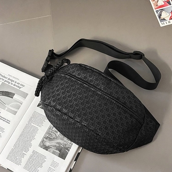 Muška chest bag s minimalističkim luksuznim stilom, PU materijal, zatvarač, džep za telefon, vanjski džep tipa patch