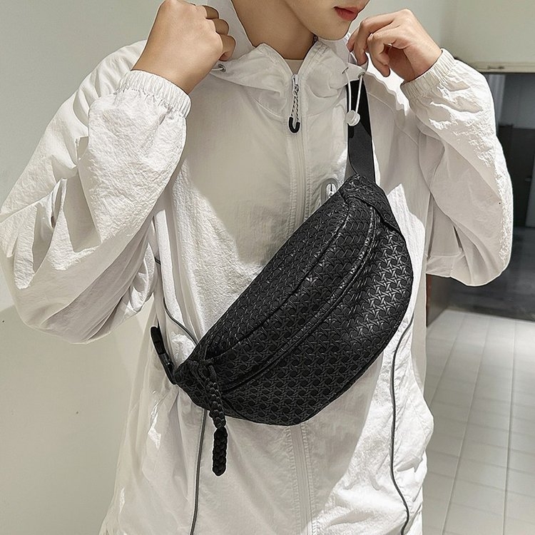 Muška chest bag s minimalističkim luksuznim stilom, PU materijal, zatvarač, džep za telefon, vanjski džep tipa patch