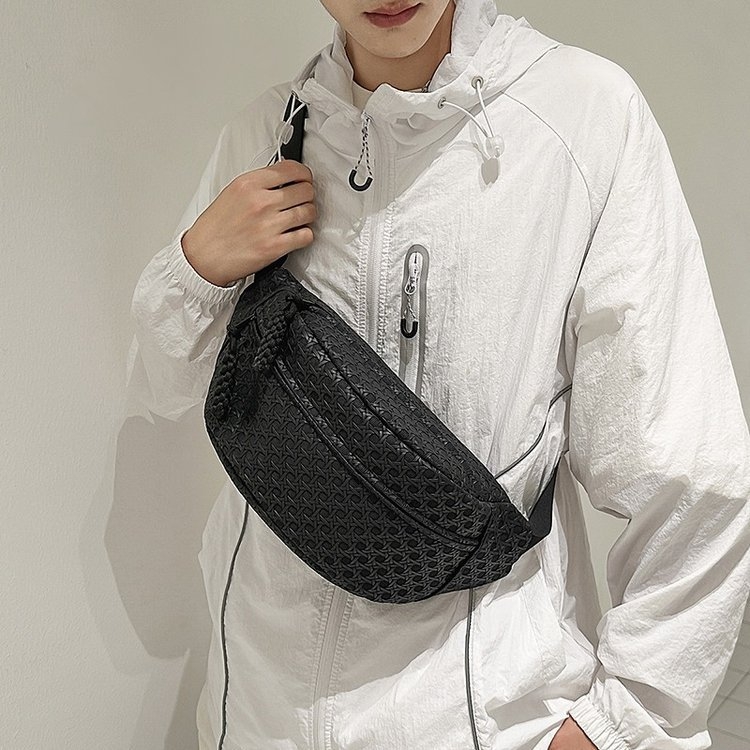 Muška chest bag s minimalističkim luksuznim stilom, PU materijal, zatvarač, džep za telefon, vanjski džep tipa patch
