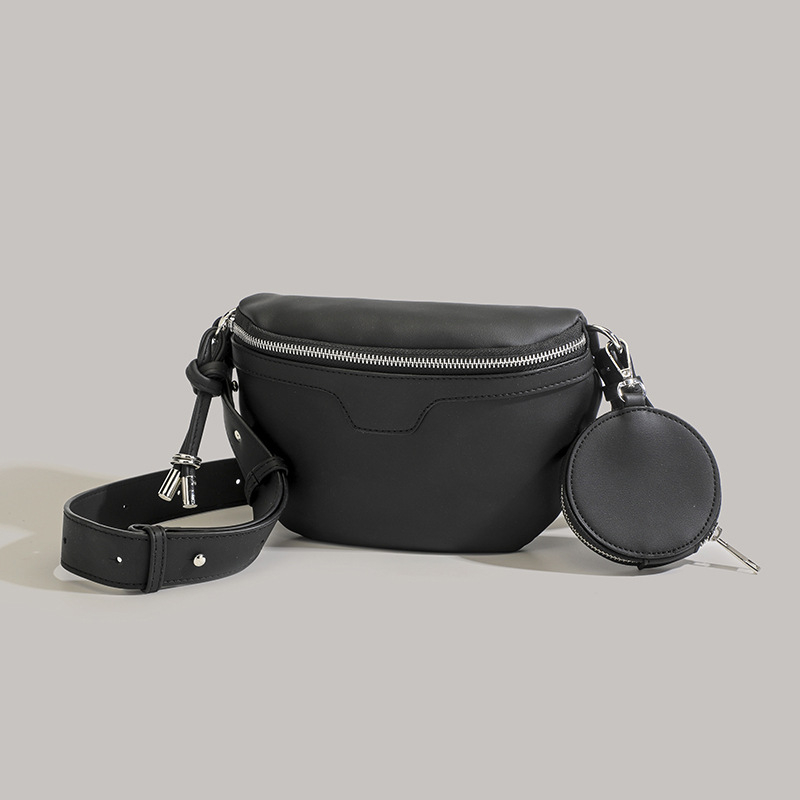 ANNMUU PU crossbody torba u stilu Saddle Bag — oblik jastuka, zatvaranje zatvaračem, džep sa zatvaračem i džep za mobitel