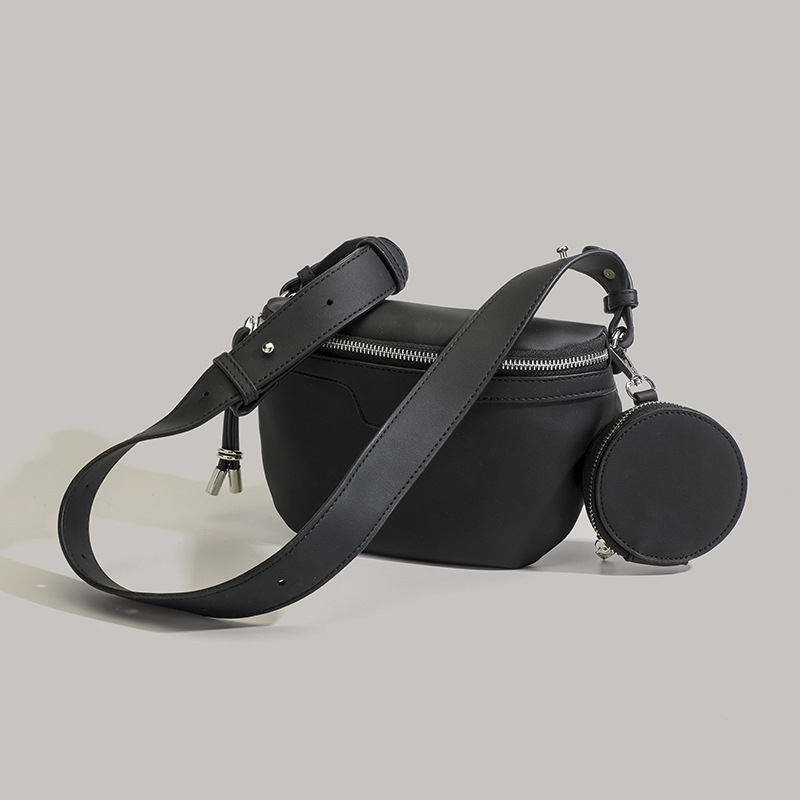 ANNMUU PU crossbody torba u stilu Saddle Bag — oblik jastuka, zatvaranje zatvaračem, džep sa zatvaračem i džep za mobitel