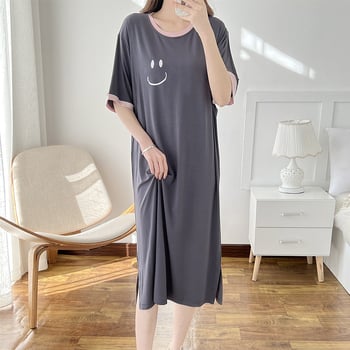 Φόρεμα μίντι με στρογγυλό λαιμό, μανίκια 3/4, φόρεμα για θηλασμό με άνοιγμα, βαμβακερό ύφασμα 95%+, ιαπωνο-κορεατικό casual στυλ