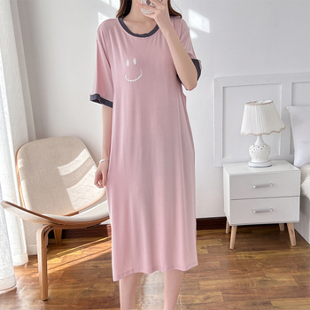 Φόρεμα μίντι με στρογγυλό λαιμό, μανίκια 3/4, φόρεμα για θηλασμό με άνοιγμα, βαμβακερό ύφασμα 95%+, ιαπωνο-κορεατικό casual στυλ