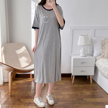 Φόρεμα μίντι με στρογγυλό λαιμό, μανίκια 3/4, φόρεμα για θηλασμό με άνοιγμα, βαμβακερό ύφασμα 95%+, ιαπωνο-κορεατικό casual στυλ