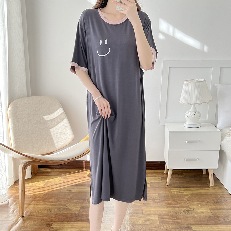 Φόρεμα μίντι με στρογγυλό λαιμό, μανίκια 3/4, φόρεμα για θηλασμό με άνοιγμα, βαμβακερό ύφασμα 95%+, ιαπωνο-κορεατικό casual στυλ