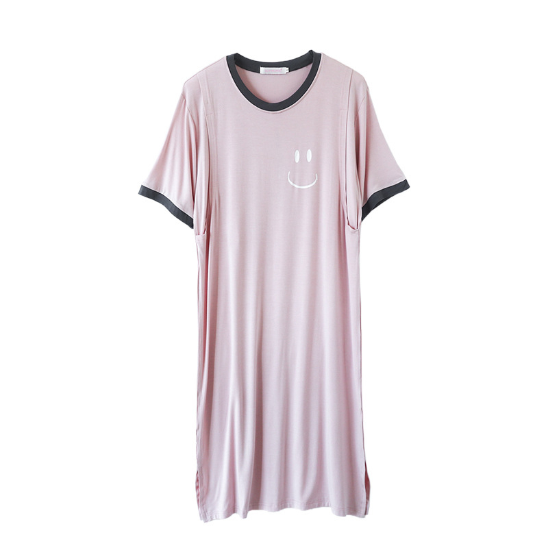 Φόρεμα μίντι με στρογγυλό λαιμό, μανίκια 3/4, φόρεμα για θηλασμό με άνοιγμα, βαμβακερό ύφασμα 95%+, ιαπωνο-κορεατικό casual στυλ