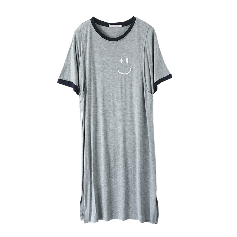 Φόρεμα μίντι με στρογγυλό λαιμό, μανίκια 3/4, φόρεμα για θηλασμό με άνοιγμα, βαμβακερό ύφασμα 95%+, ιαπωνο-κορεατικό casual στυλ