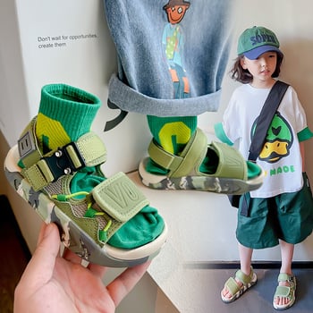 Unisex dječje plitke sandale za plažu s Velcro zatvaračem, zatvorenim prstom, Ultrafilm koža gornji dio, gumena potplata, uzrast 4–16, ljeto, opušten stil