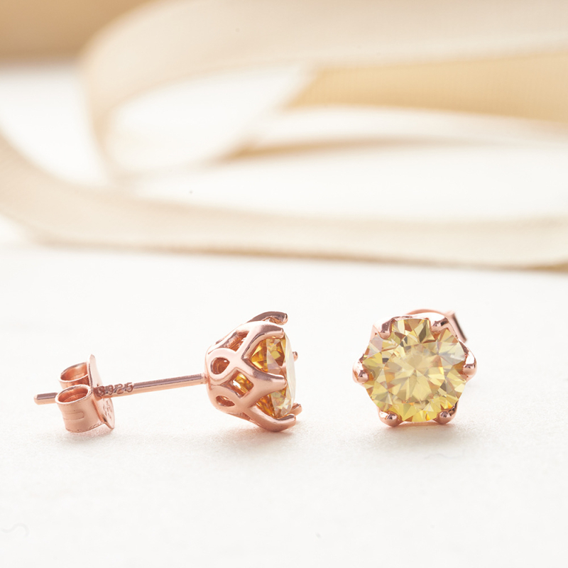 Сребърни обици 925 с Pt950 платиново покритие, U-образен дизайн, имитационен диамант