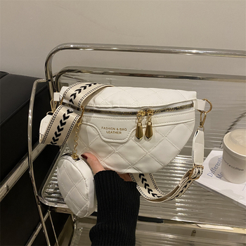 Crossbody torba s dijamantnim uzorkom, PU materijal, vodoravni kvadratni oblik, zatvaranje zipom, podstava od poliestera, jednodijelni remen