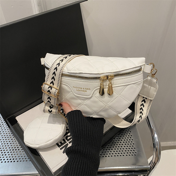 Crossbody torba s dijamantnim uzorkom, PU materijal, vodoravni kvadratni oblik, zatvaranje zipom, podstava od poliestera, jednodijelni remen
