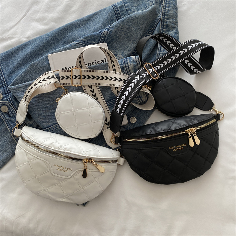 Crossbody torba s dijamantnim uzorkom, PU materijal, vodoravni kvadratni oblik, zatvaranje zipom, podstava od poliestera, jednodijelni remen