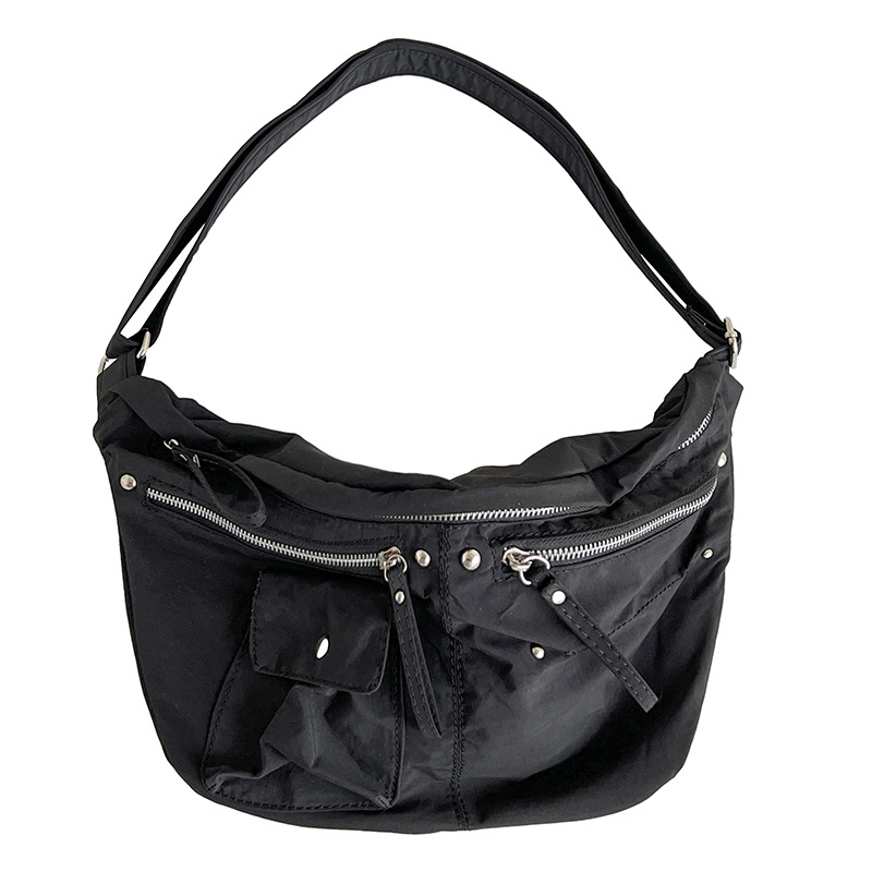 Najlonska crossbody torbica, Dumpling Bag stil, oblik dumpling, zatvaranje na zip, unutarnja džep s zipom