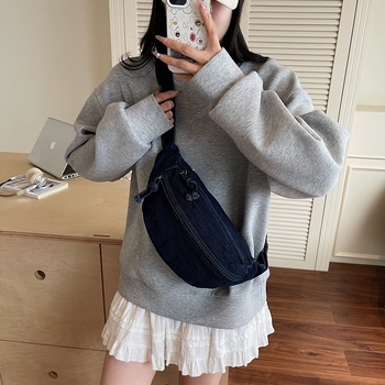 Dumpling torbica za prsa, gradska jednostavnost, zip, poliesterska podstava, Cowboy materijal, kôd Y2870